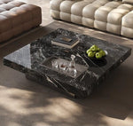 Modern coffee table with marble finish in a living room setting