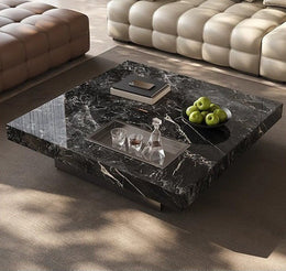 Modern coffee table with marble finish in a living room setting